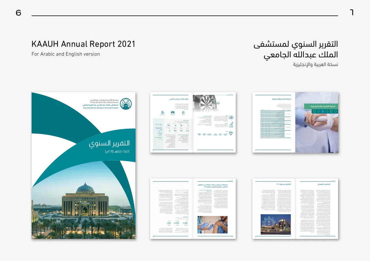 King Abdullah Bin Abdulaziz University Hospital annual report layouts